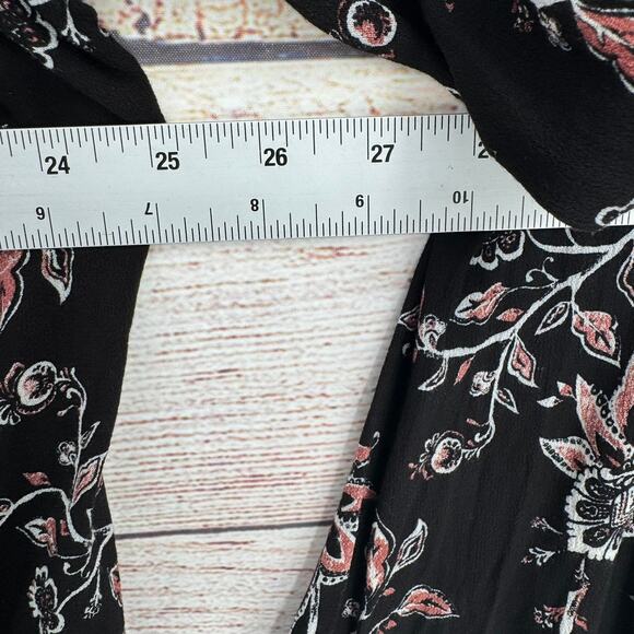 Others Follow Floral Shirt Mini Dress Womens Large Black Pink V-Neck Button Neck - Picture 9 of 10